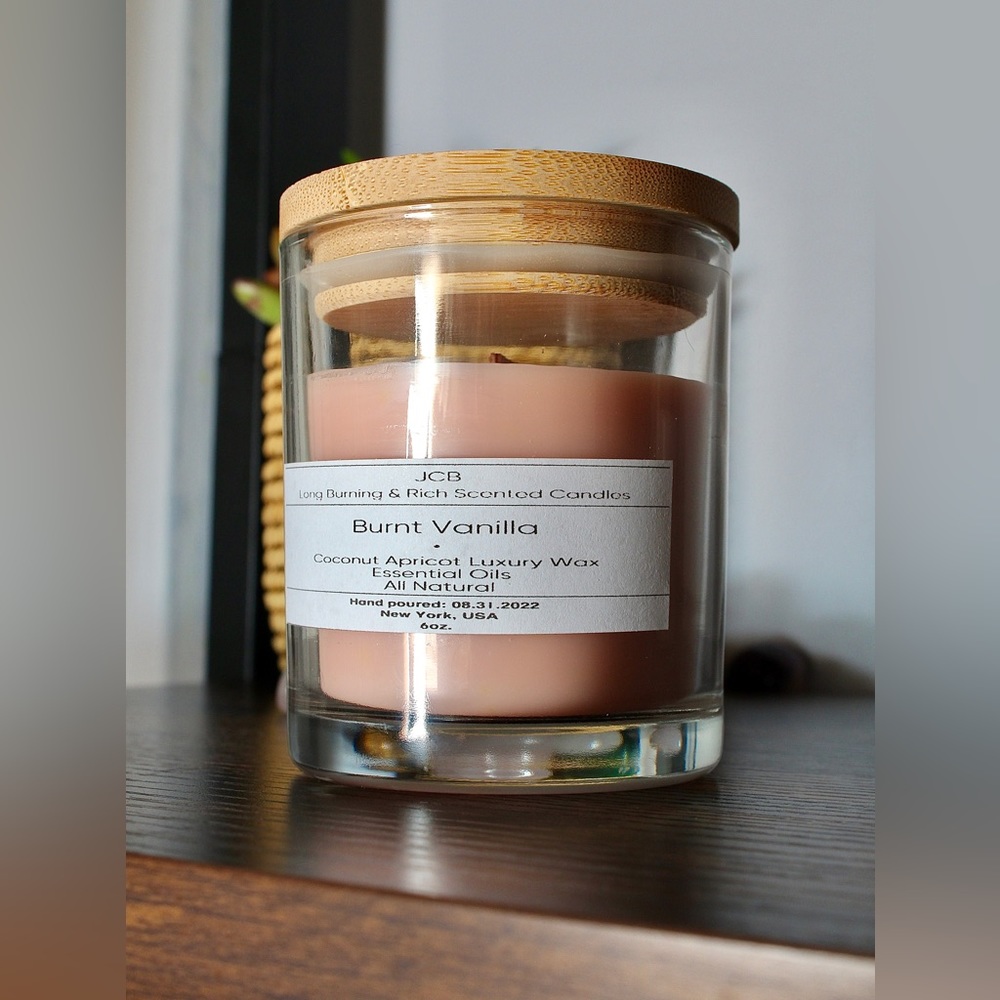 Burnt Vanilla Coconut Luxury Wax Scented Candle Essential Oils Hand Poured 6 oz